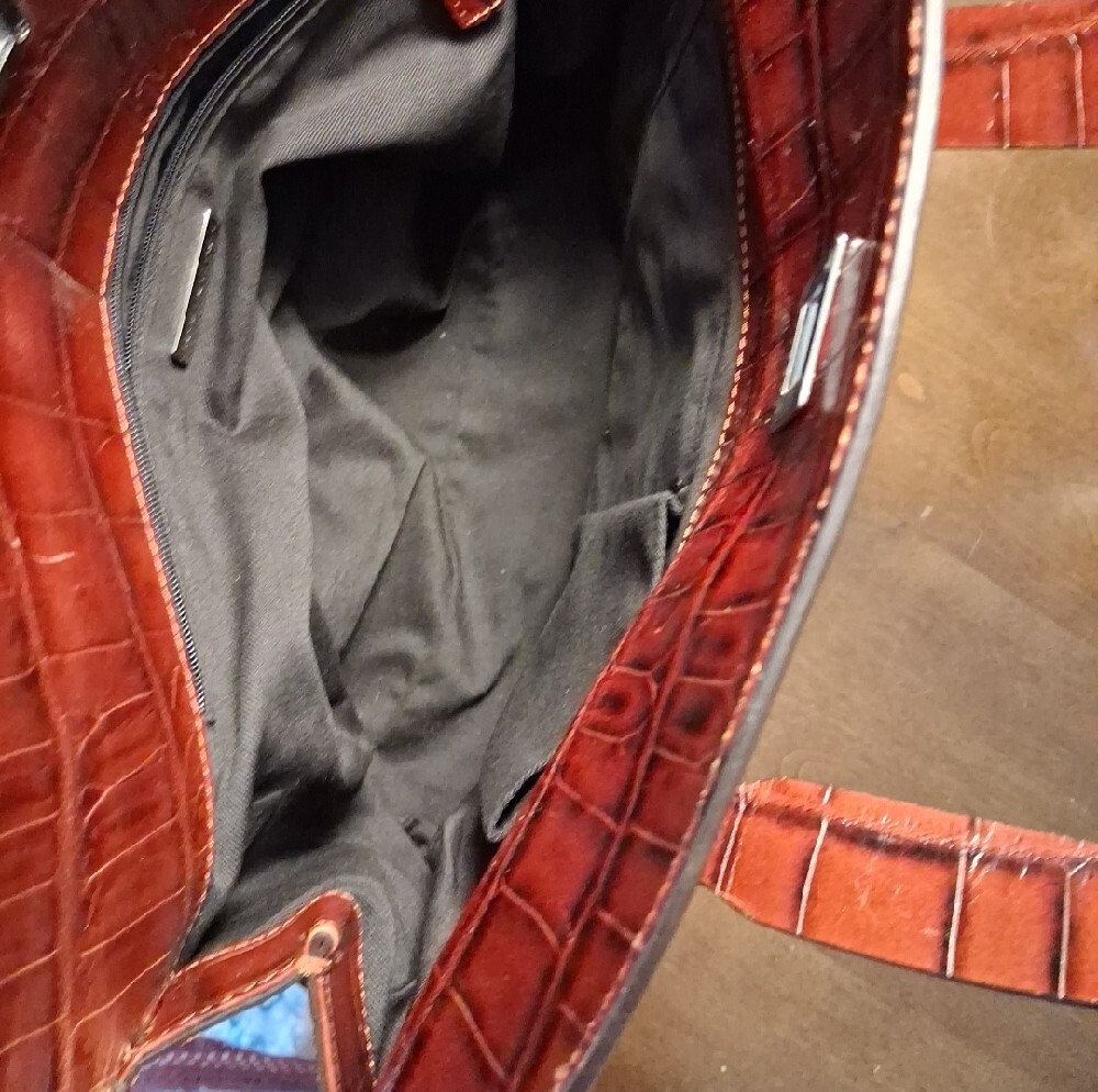 Adrienne Vittadini Rich Brown Croc-Embossed Tote Bag - Picture 8 of 13